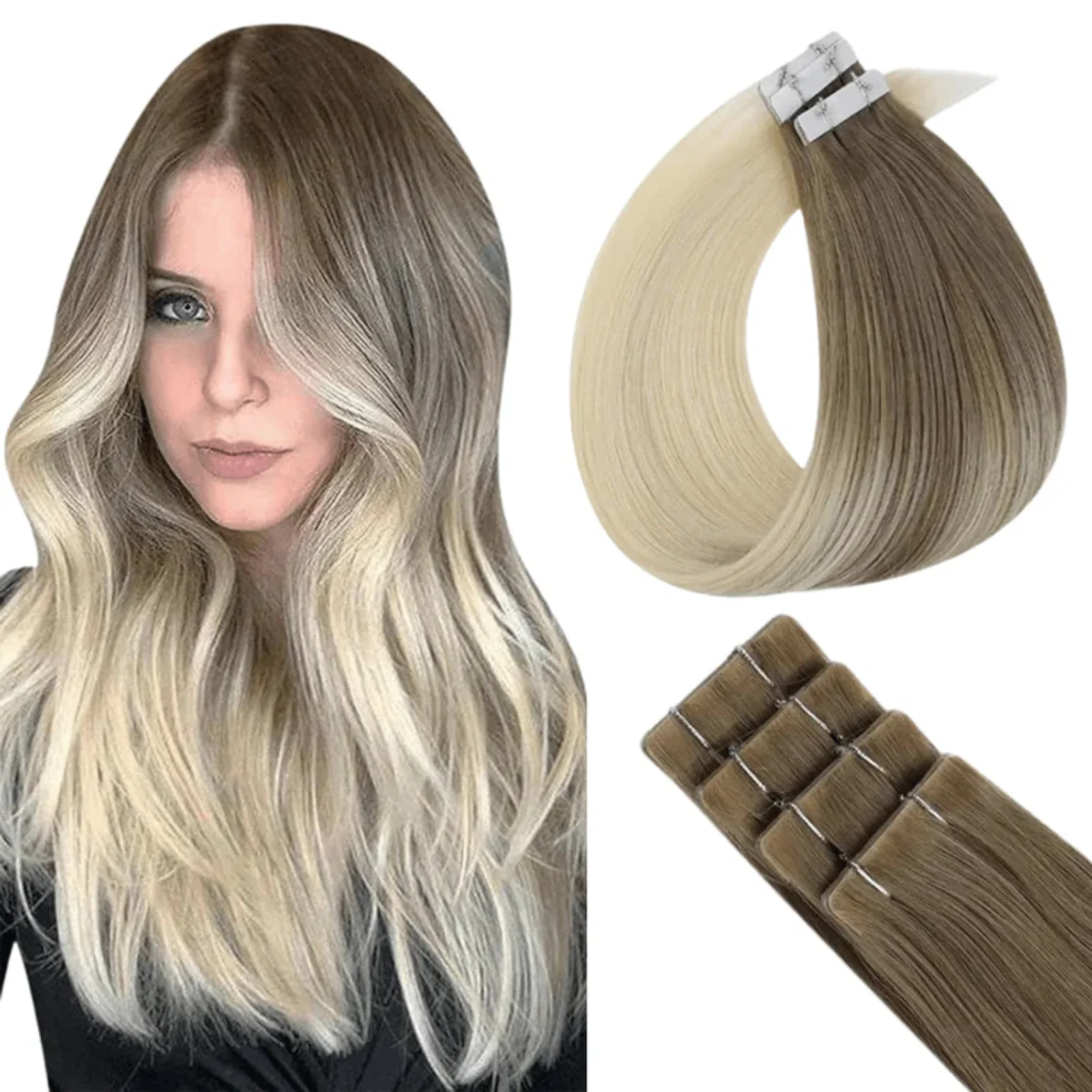 Virgin Injection Tape in Hair Extensions Brown to Blonde #8/60