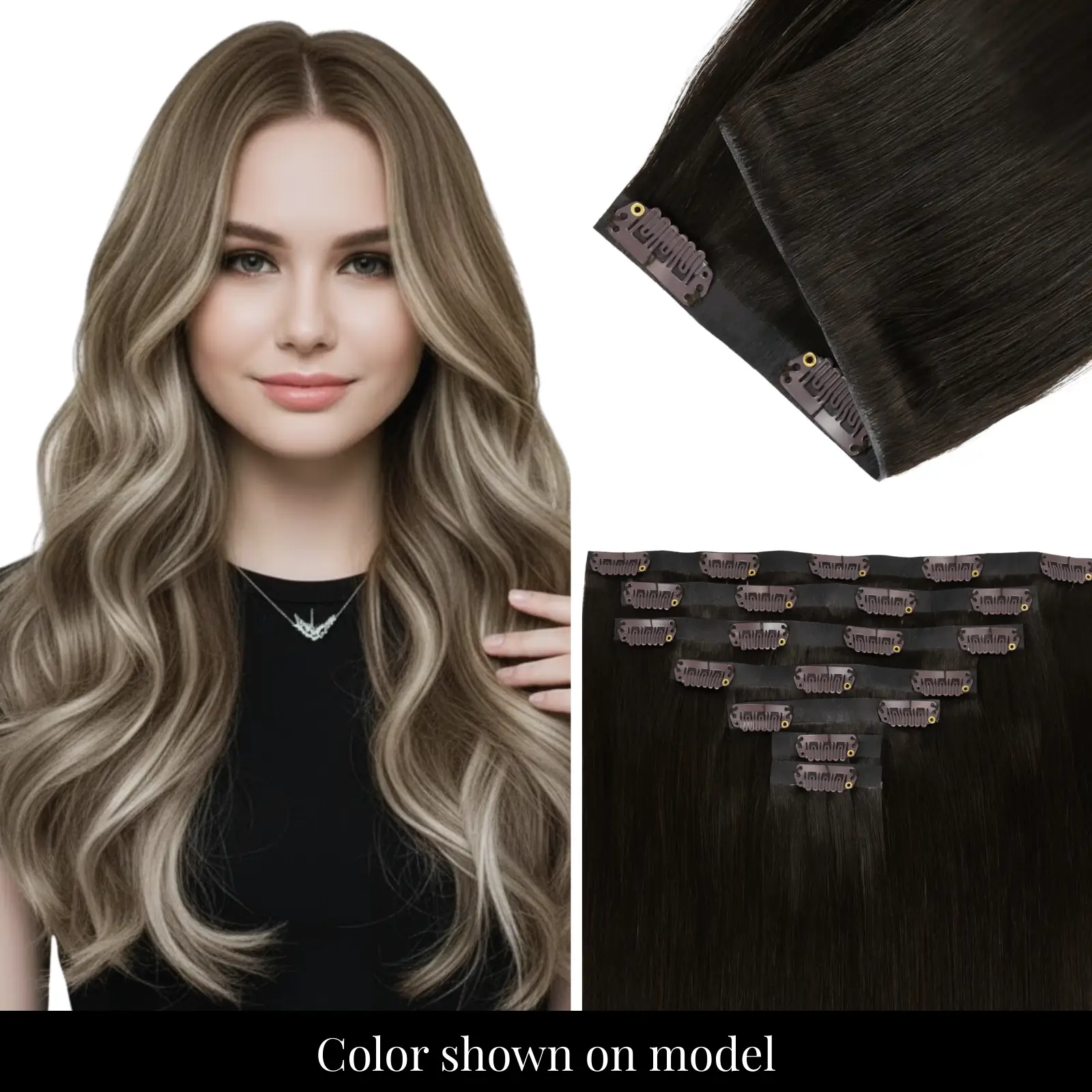 [Pre Order] Injection PU Clip in Hair Extensions Remy Hair Balayage B…