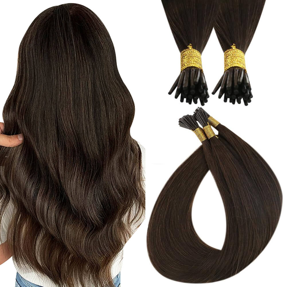 I Tip Hair Extensions Virgin Hair Human Hair Dark Brown #2