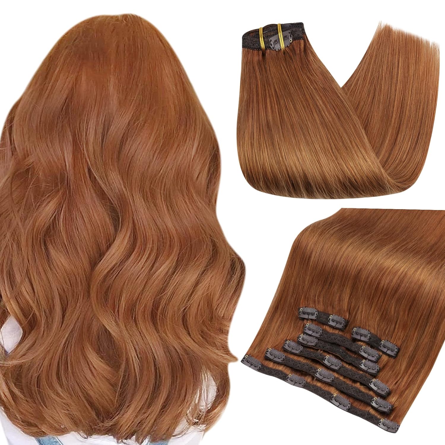 Clip in Extensions 100% Remy Human Hair 7 Pieces Copper (#330)
