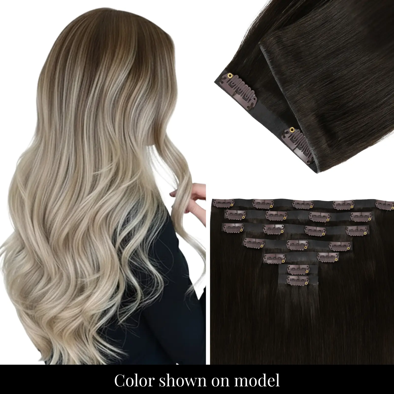 [Pre Order] Injection PU Clip in Hair Extensions Remy Hair Balayage B…