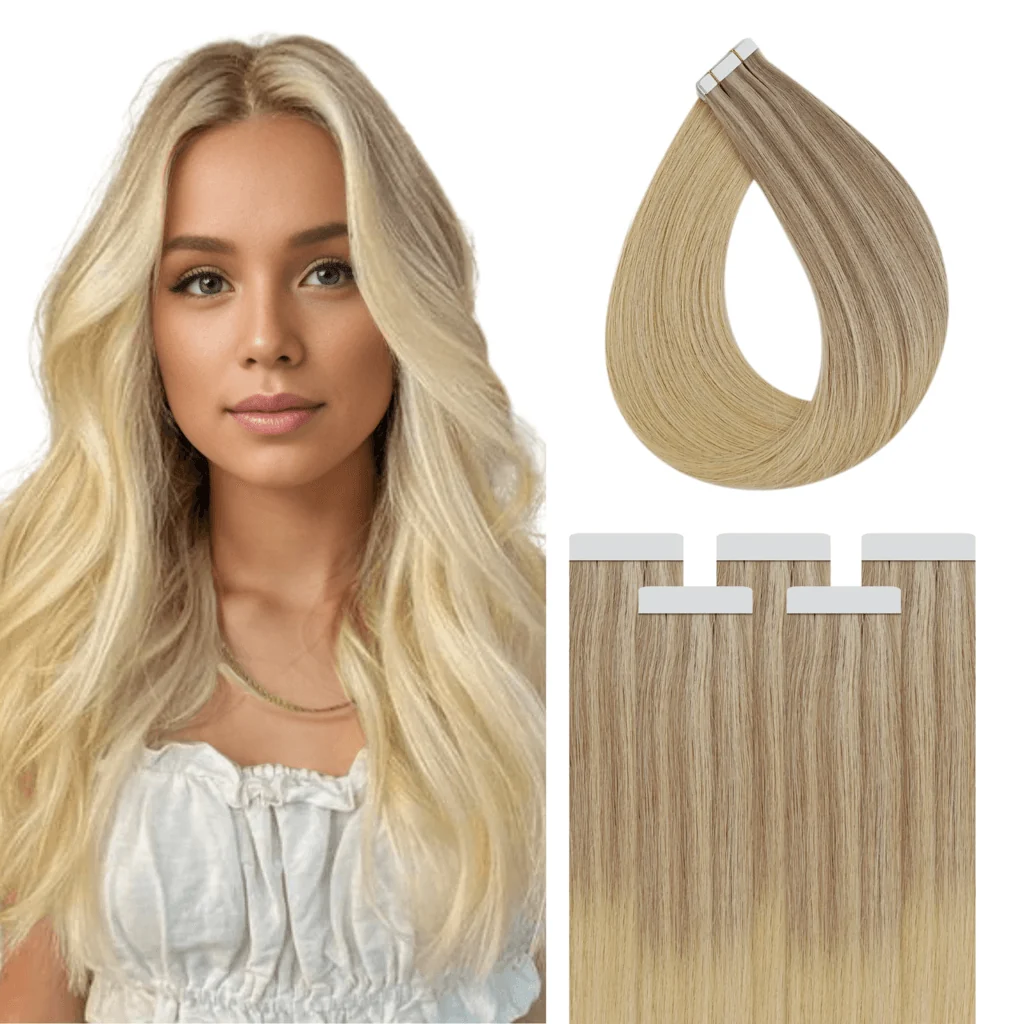 Balayage Blonde Tape in Extensions Virgin Hair #18/22/60