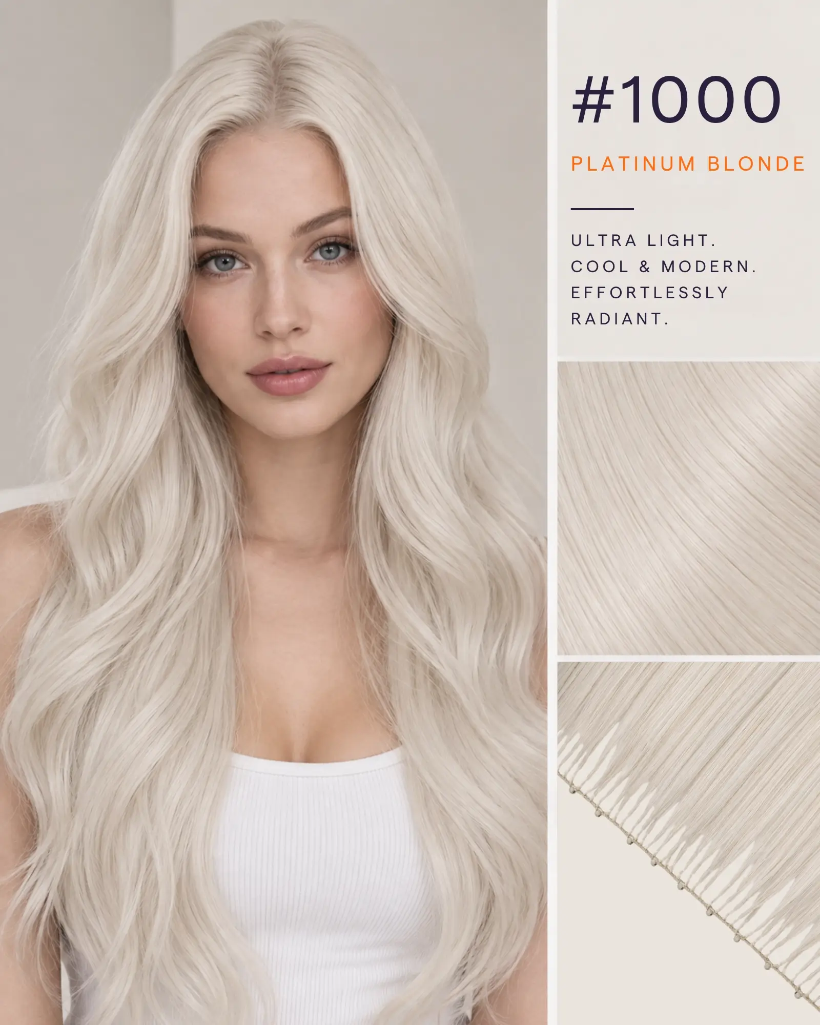 [Pre Order] Virgin Nano Ring Feather Weft Extensions Platinum Blonde…