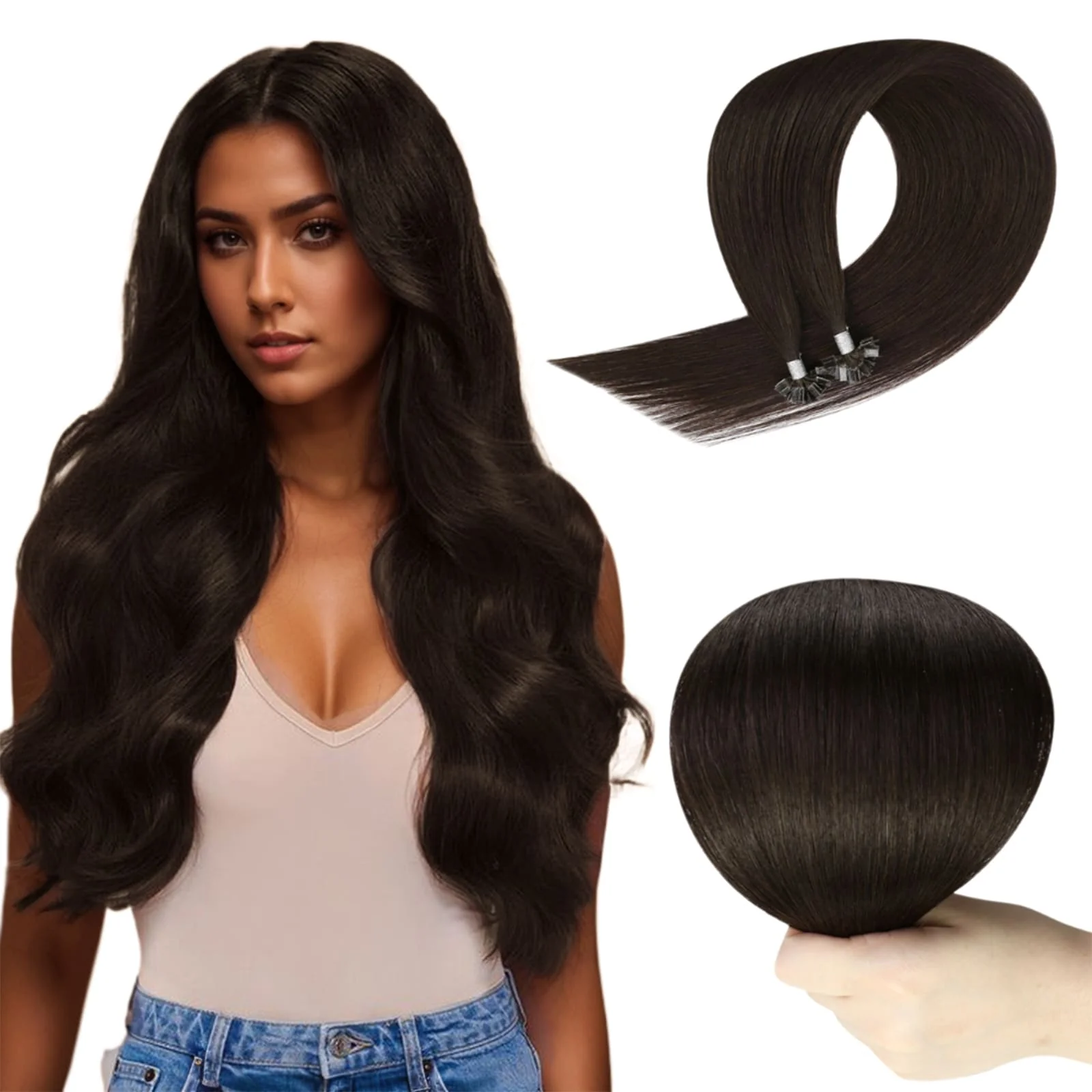 Keratin Pre Bonded Virgin Hair K Tip Hair Extensions Dark Brown #2