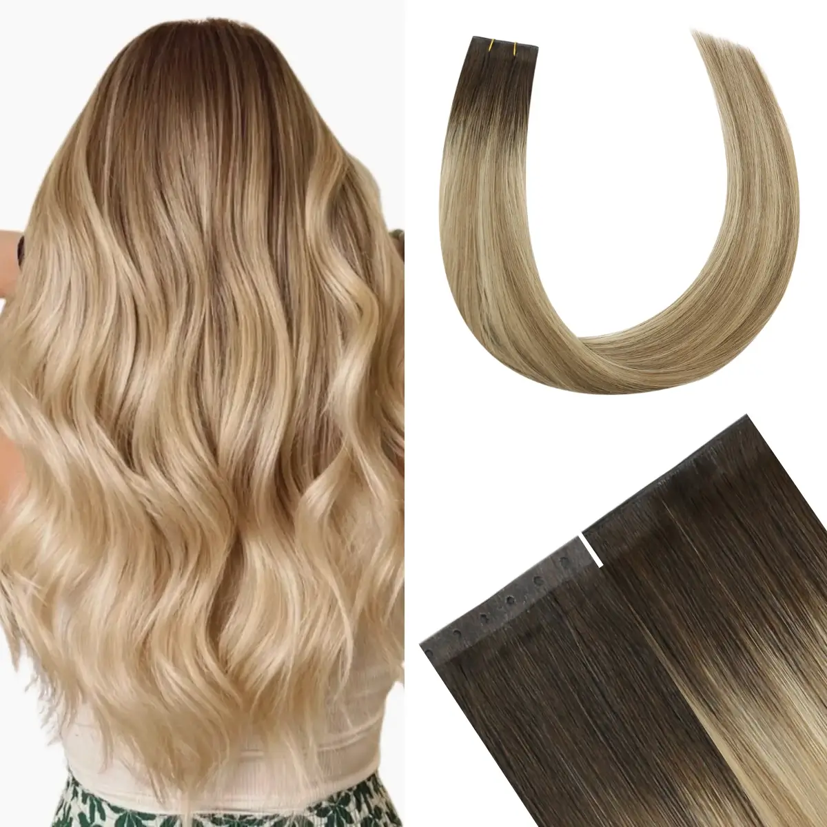 Virgin XO Invisible Weft Butterfly Weft Extensions Blonde #3/8/22