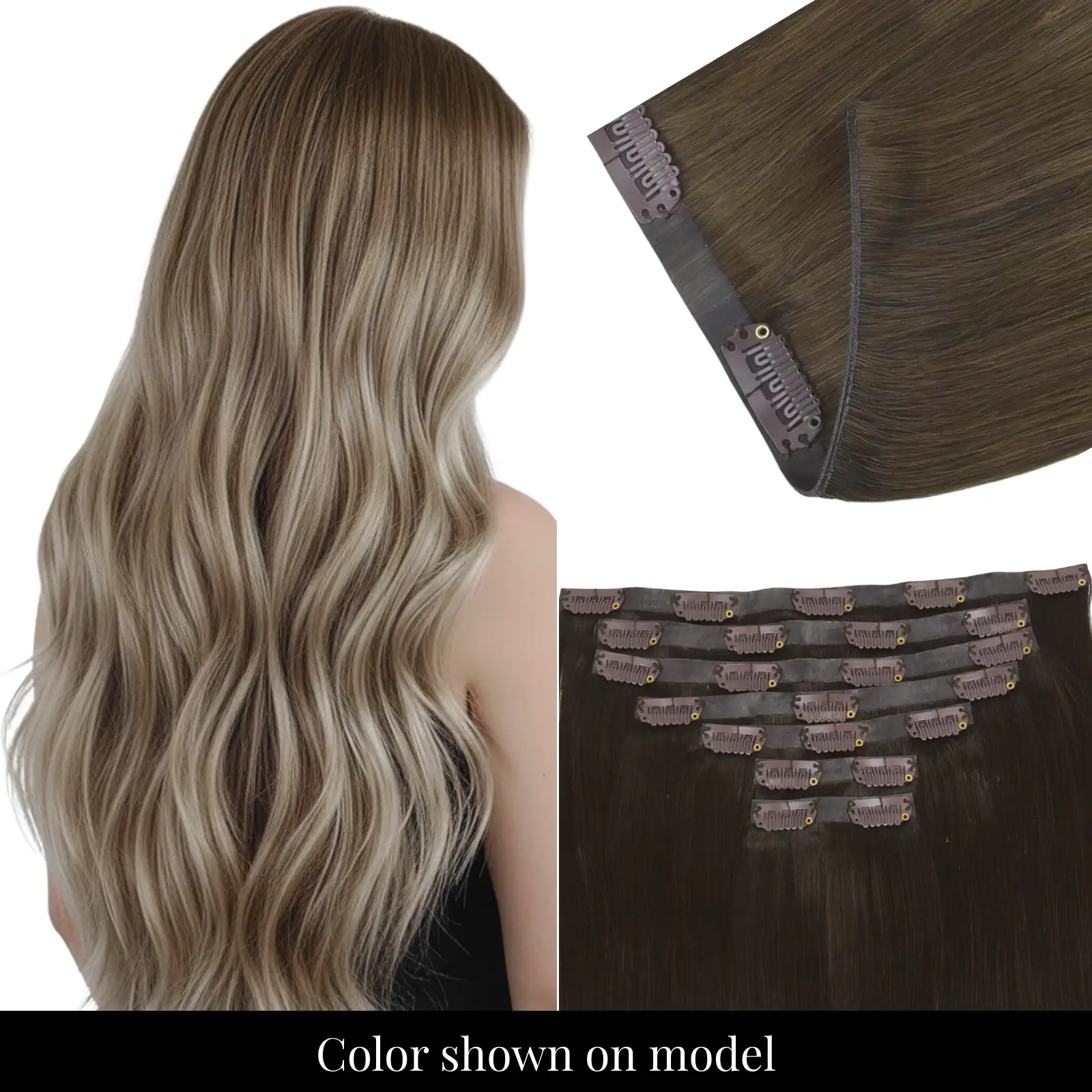 [Pre order] Genius PU Clip in Hair Extensions 7 Pieces Balayage Brown…