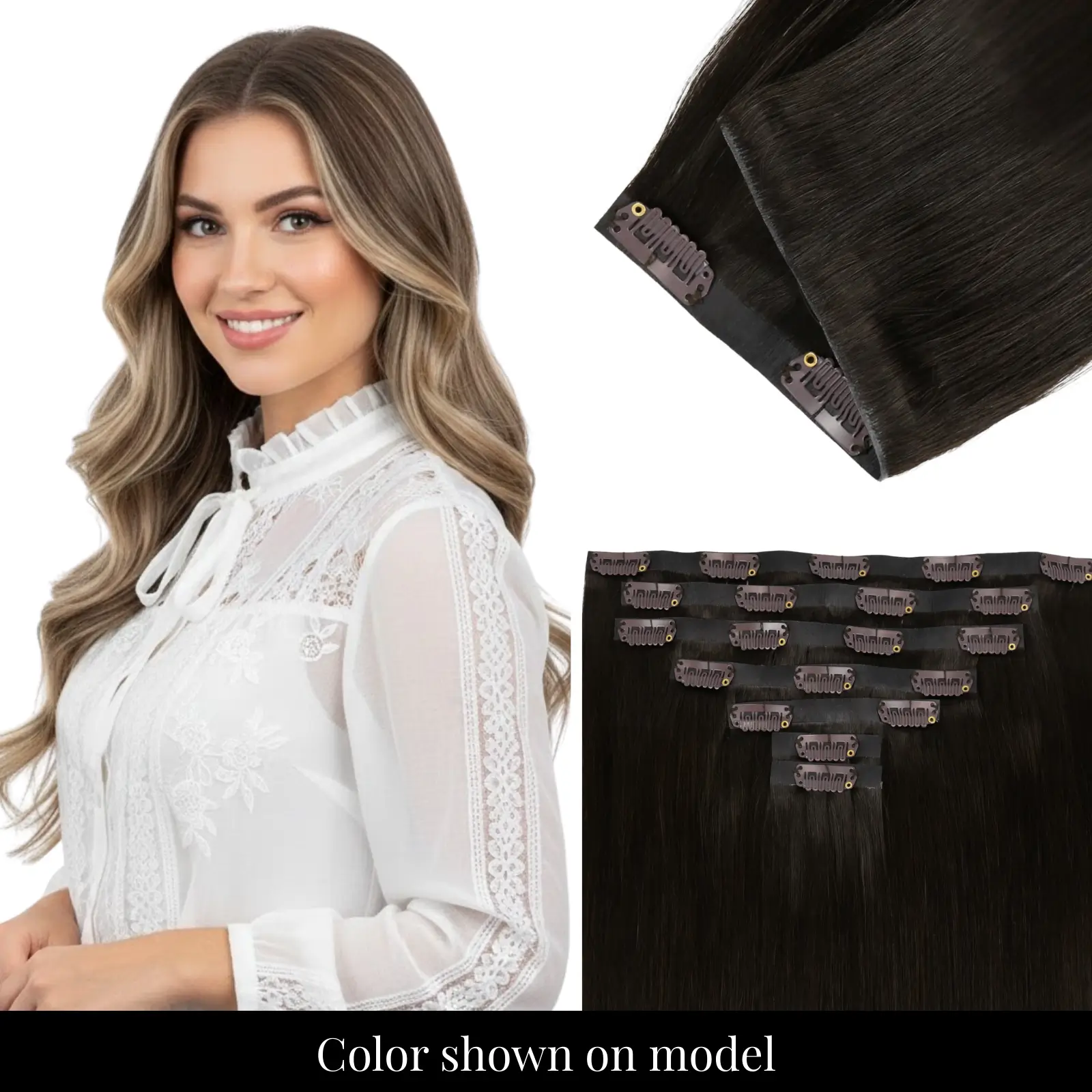 [Pre Order] Injection PU Clip in Hair Extensions Remy Hair Brown Bala…