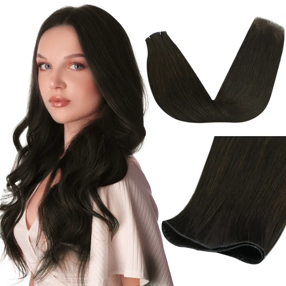 Virgin Genius Weft Hair Extensions Darkest Brown #2