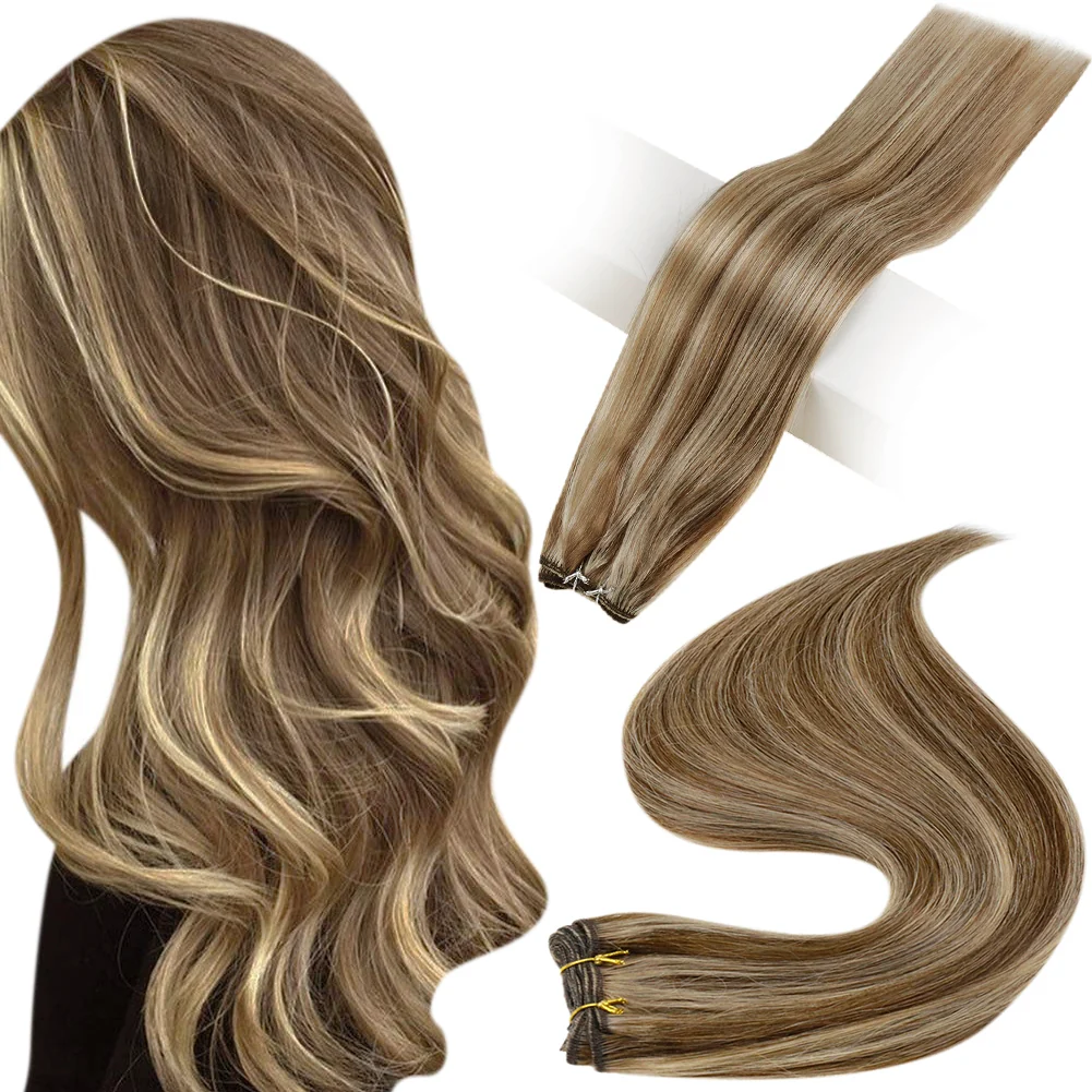 Sew In Hair Weft Bundles 100% Remy Human Hair Highlights (#4/27)